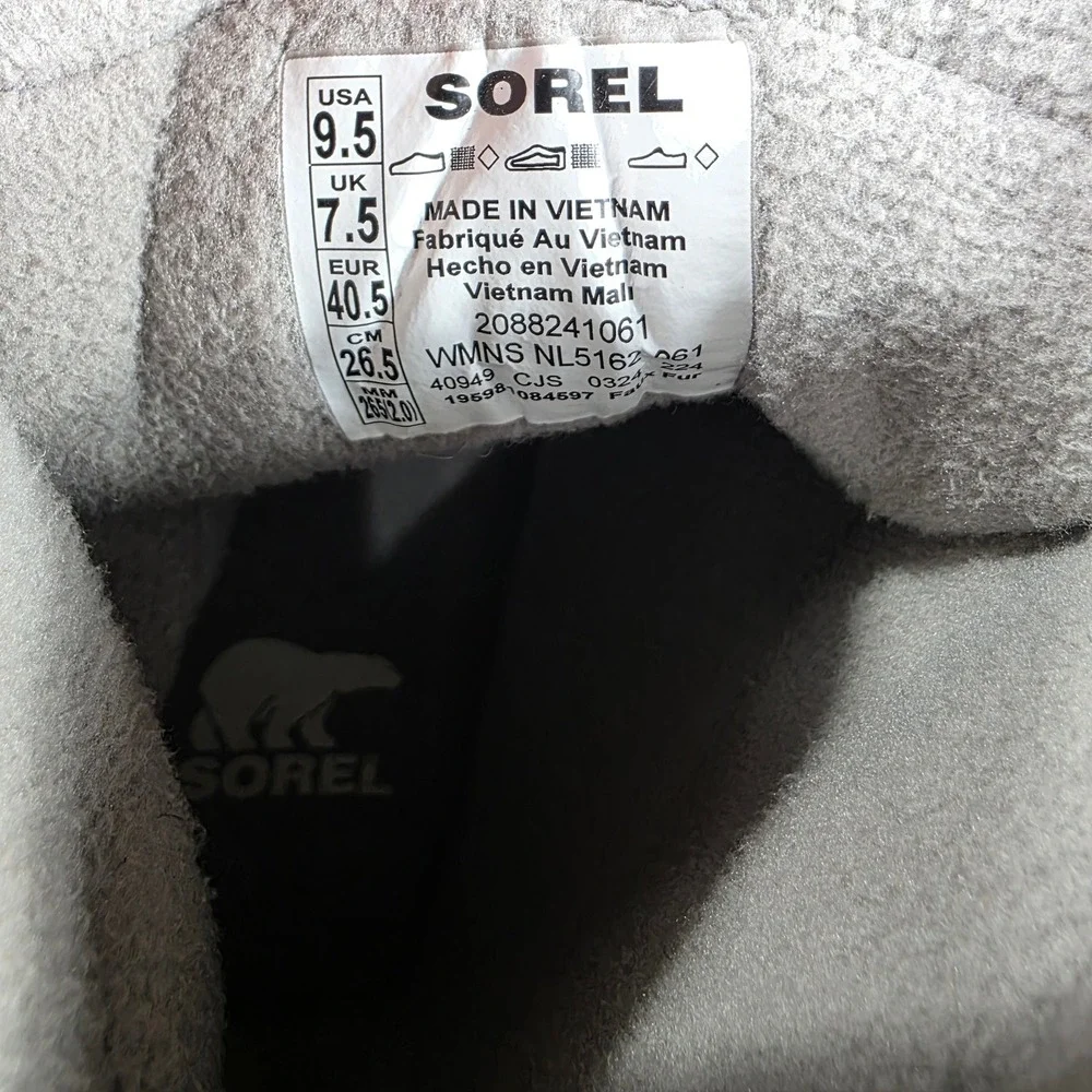 Sorel‎ Whitney II Short Lace Waterproof Winter Boots Grey NL5162-061 Womens 9.5